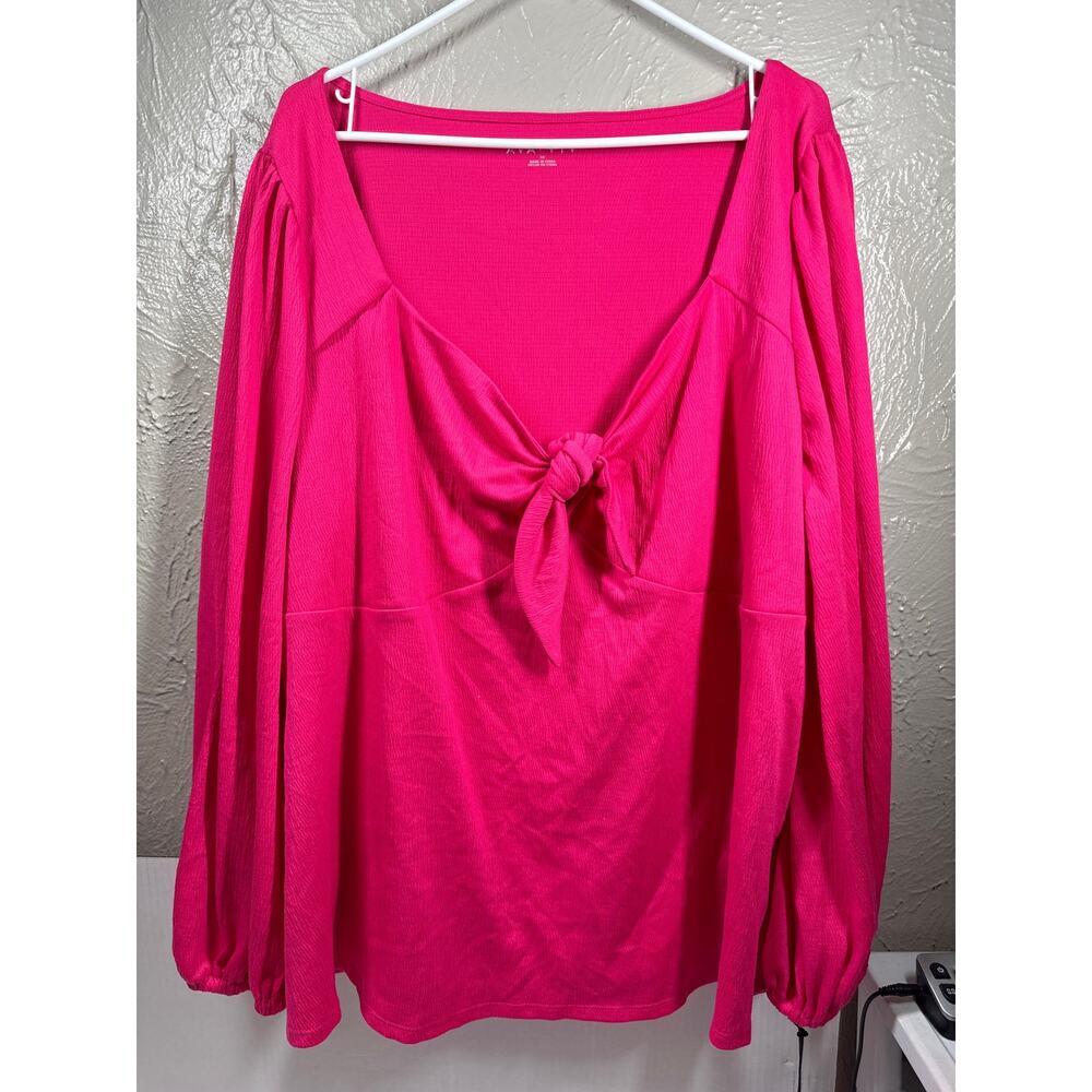 NWT‎ Ava & Viv Shirt Women’s Pink Long Sleeve Sweetheart V Neck Plus Size 3X
